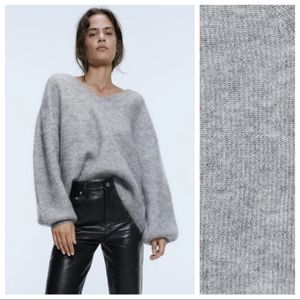ZARA fuzzy mohair blend boxy sweater